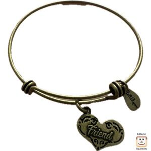 Bella Ryann Friend  Adjustable Expandable Goldtone Wire Bangle Bracelet Charm